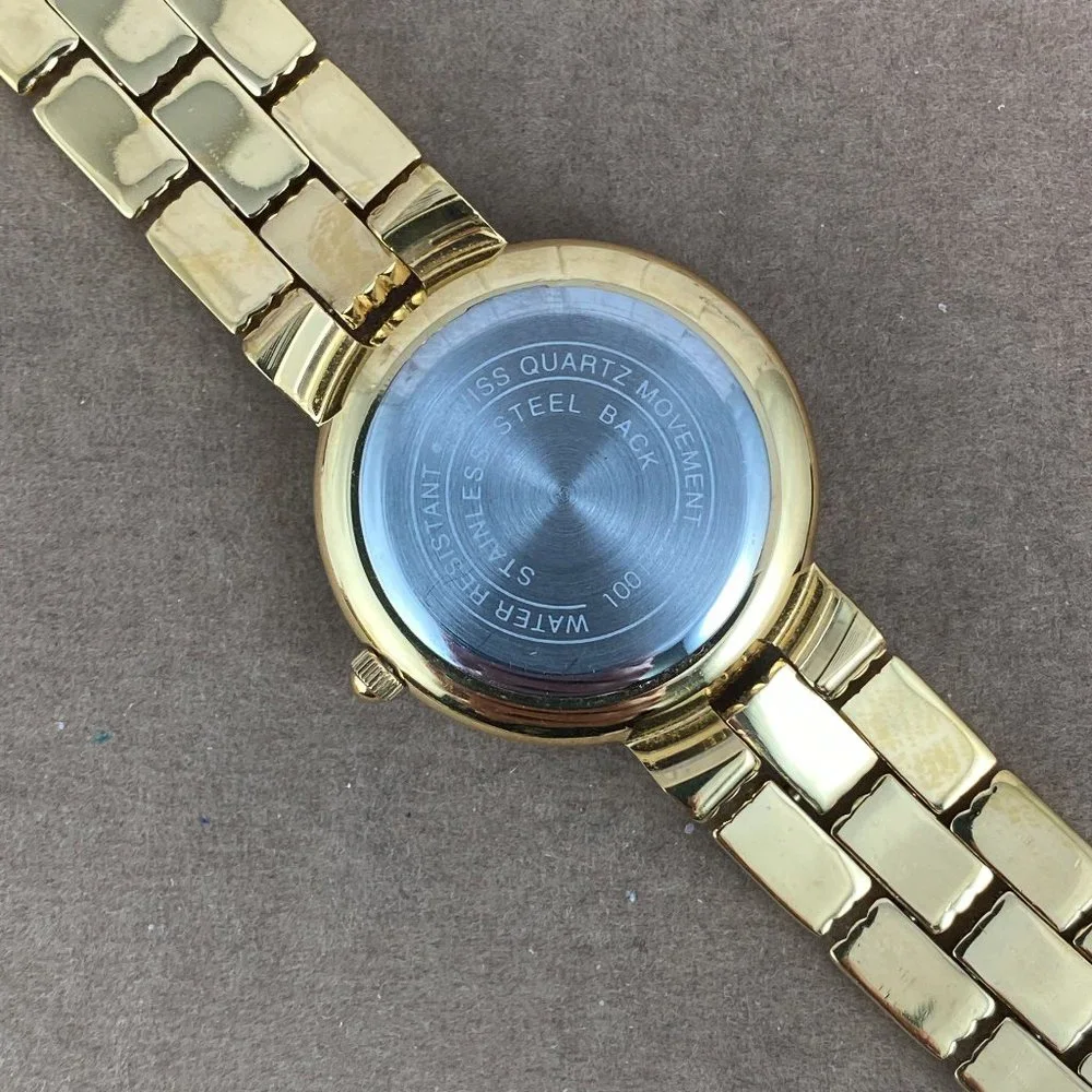 Stunning ESQ Movado Ladies Watch Gold link 6 Inch Sculptured Gild Bracelet - Picture 6 of 11